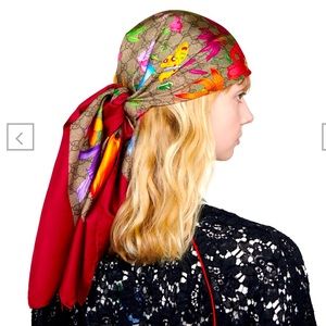 GG Flora print silk scarf